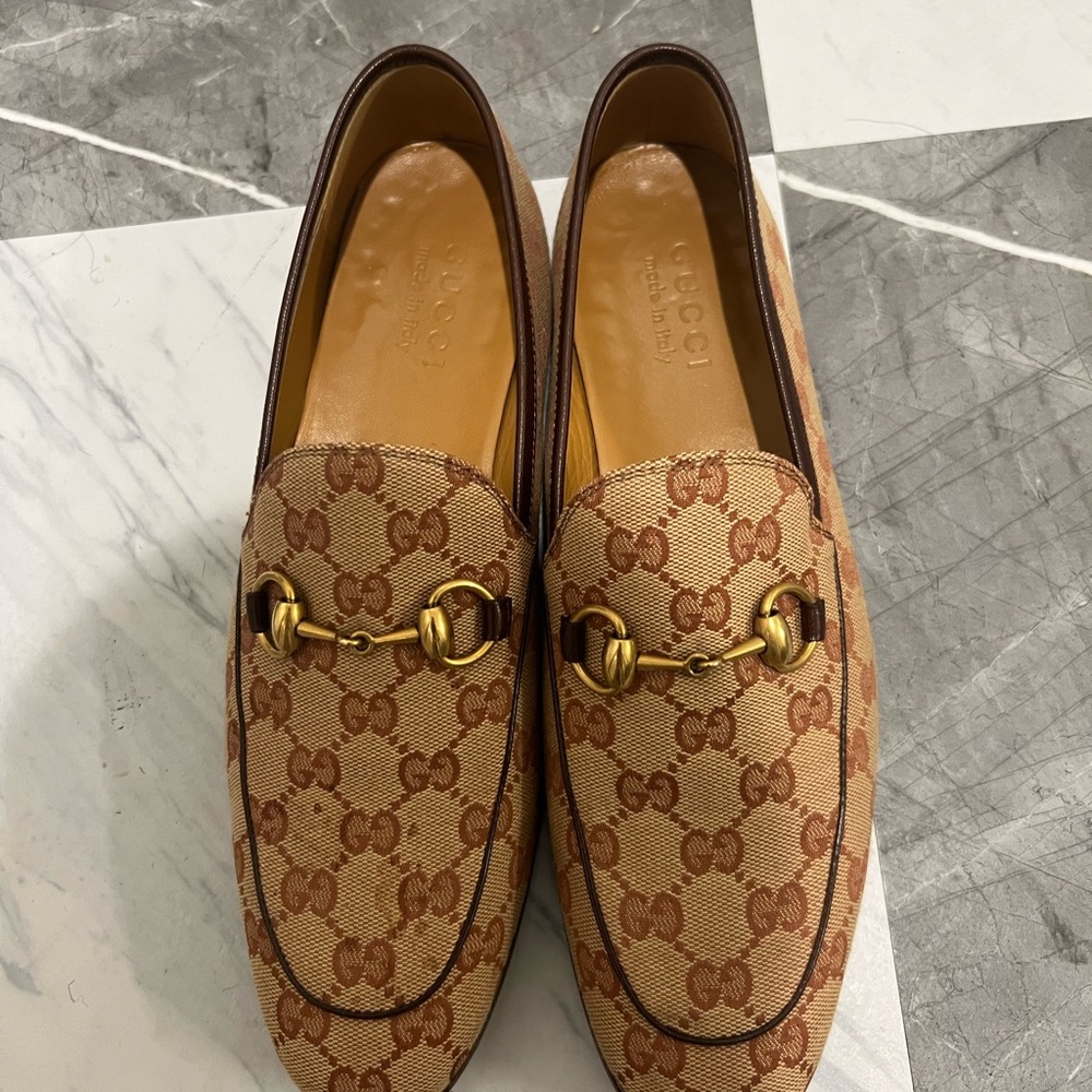 Authentic Mens Gucci canvas loafers, comes with box and shoe bags